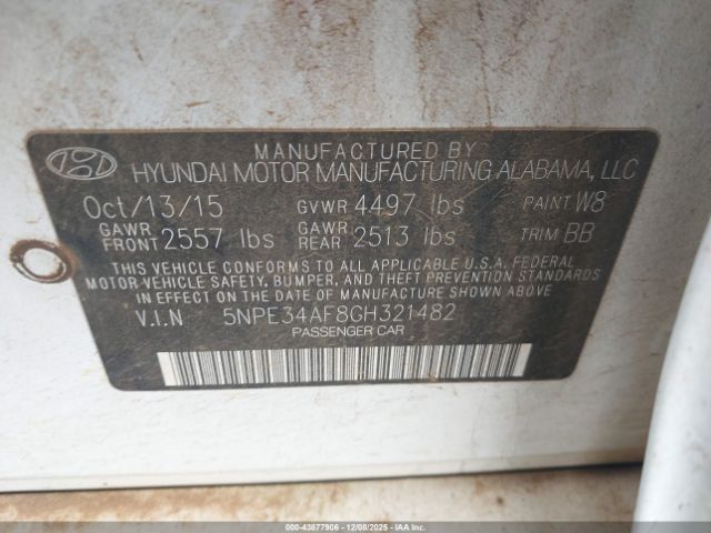 2016 HYUNDAI SONATA 5NPE34AF8GH321482 Photo 8
