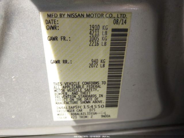 2015 NISSAN ALTIMA 1N4AL3AP5FC154550 Photo 8