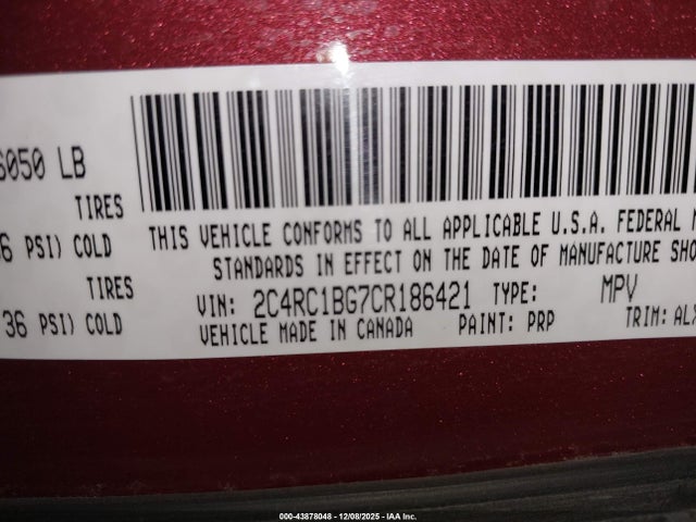 Продаж на аукціоні авто 2012 Chrysler Town & Country Touring, vin: 2C4RC1BG7CR186421, номер лоту: 43878048