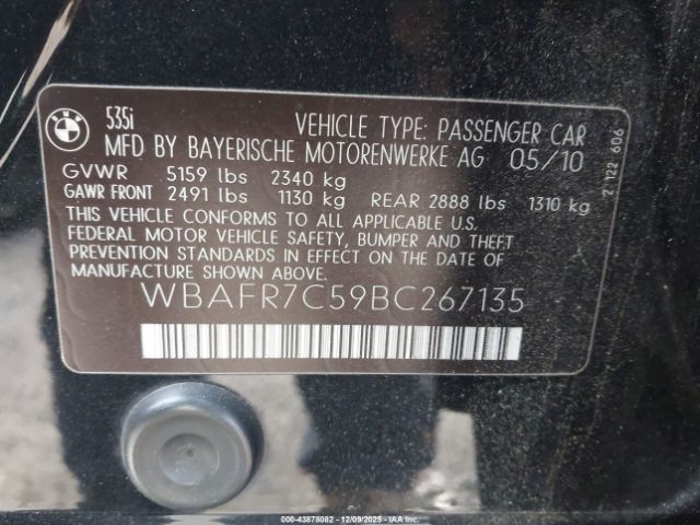2011 BMW 535I WBAFR7C59BC267135 Photo 8