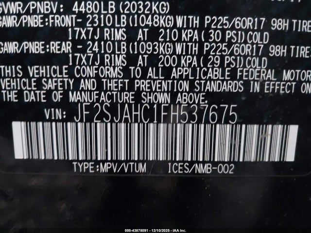 Subaru Forester 2.5i Limited 2015 JF2SJAHC1FH537675 Image 9