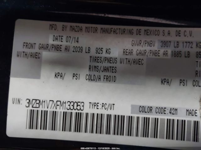 2015 MAZDA MAZDA3 3MZBM1V7XFM133053 Photo 8