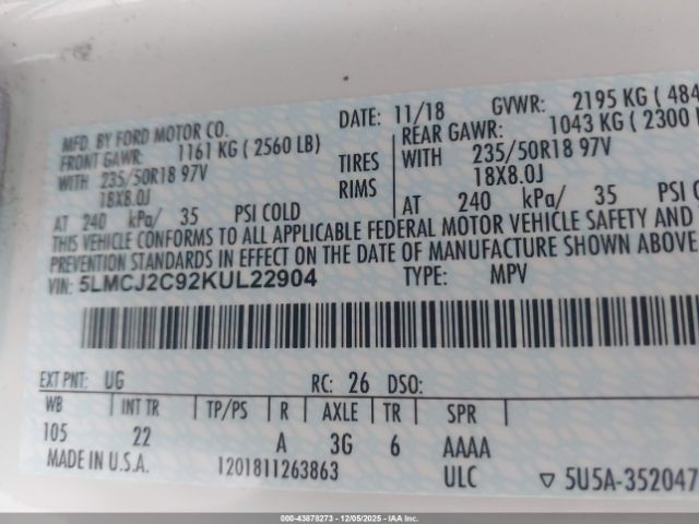 2019 LINCOLN MKC 5LMCJ2C92KUL22904 Photo 8