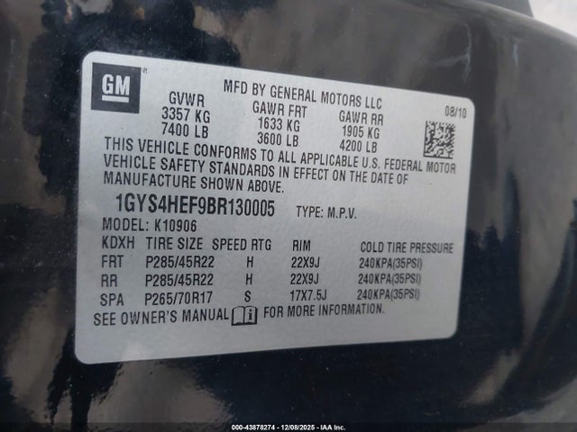 2011 CADILLAC ESCALADE ESV 1GYS4HEF9BR130005 Photo 8