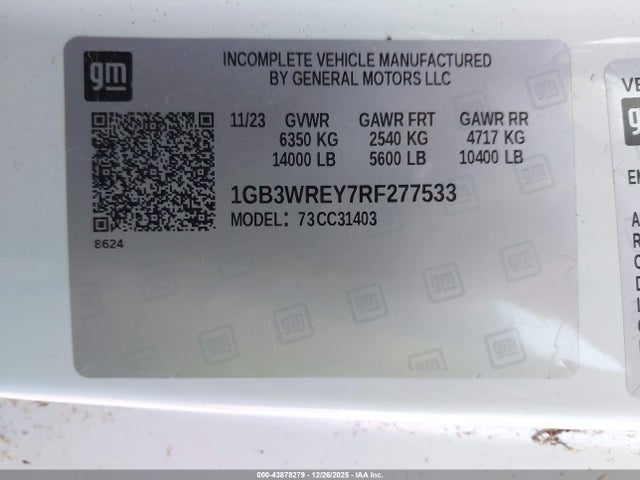 1GB3WREY7RF277533 Chevrolet Silverado 3500hd Chassis Work Truck