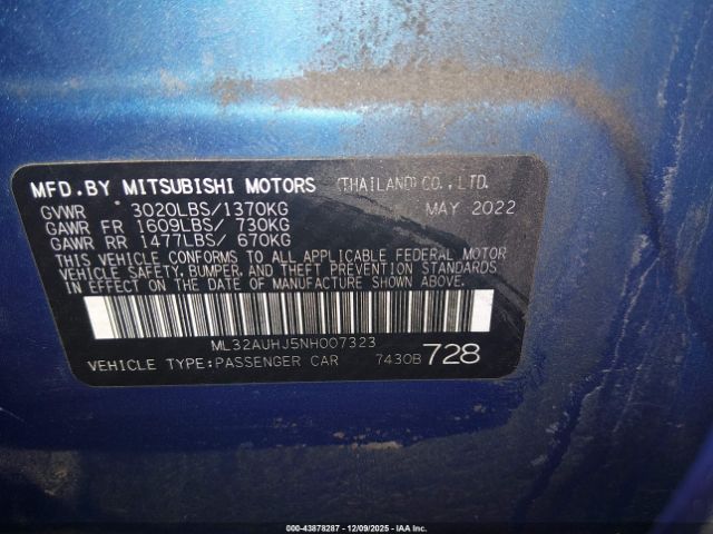 2022 MITSUBISHI MIRAGE ML32AUHJ5NH007323 Photo 8