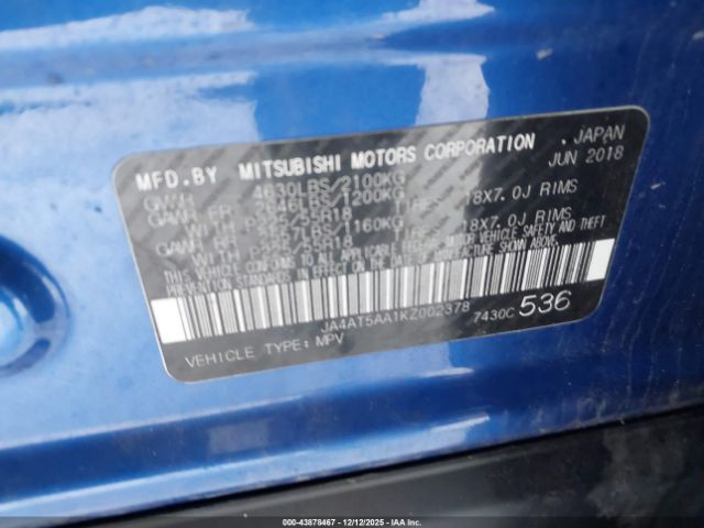 2019 MITSUBISHI ECLIPSE CROSS JA4AT5AA1KZ002378 Photo 8