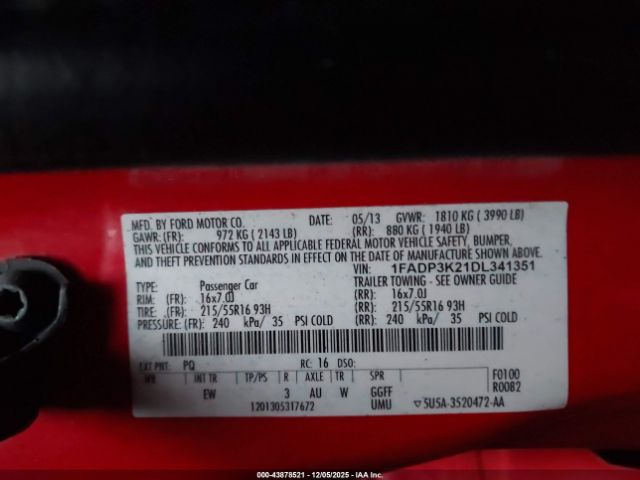 2013 FORD FOCUS 1FADP3K21DL341351 Photo 8