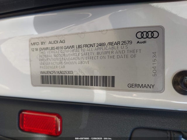 2019 AUDI A5 WAUENCF51KA025303 Photo 8