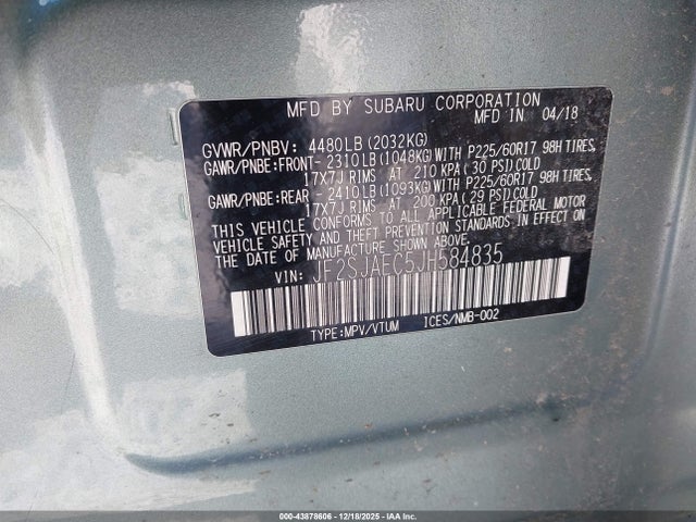 Subaru Forester 2.5i Premium 2018 JF2SJAEC5JH584835 Image 9