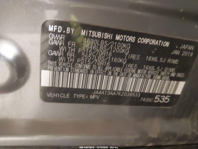 2019 MITSUBISHI ECLIPSE CROSS JA4AT3AA7KZ038533 Photo 8