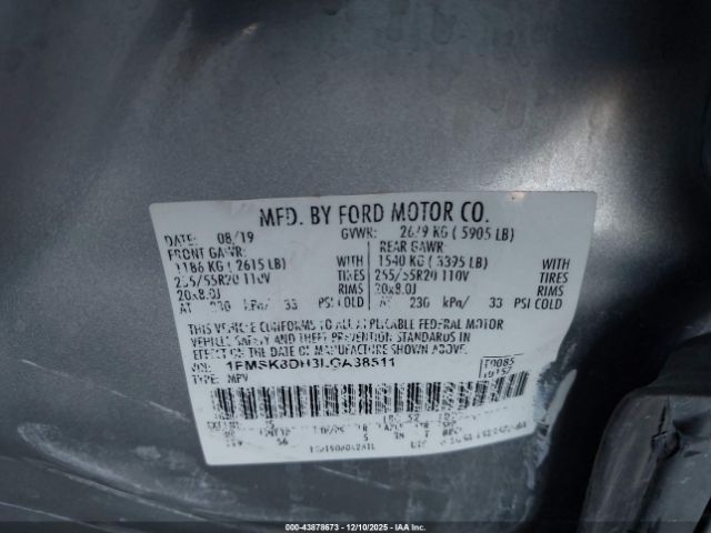 2020 FORD EXPLORER 1FMSK8DH3LGA38511 Photo 8