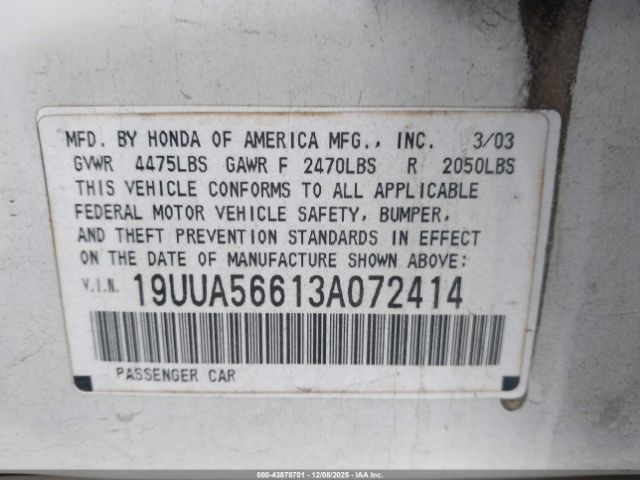 2003 ACURA TL 19UUA56613A072414 Photo 8