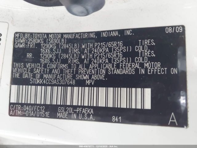 2010 TOYOTA SIENNA 5TDKK4CC9AS307648 Photo 8