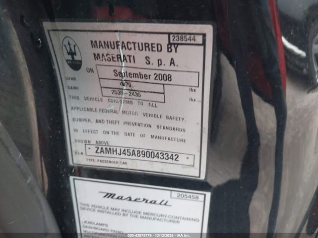 2009 MASERATI GRANTURISMO ZAMHJ45A890043342 Photo 8