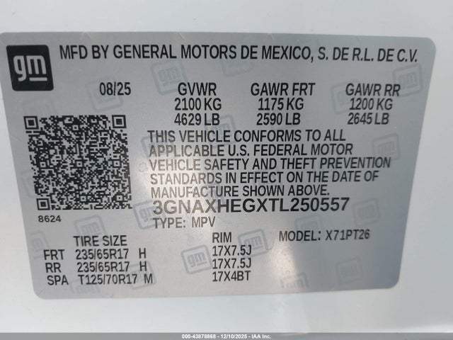 3GNAXHEGXTL250557 Chevrolet Equinox Fwd Lt