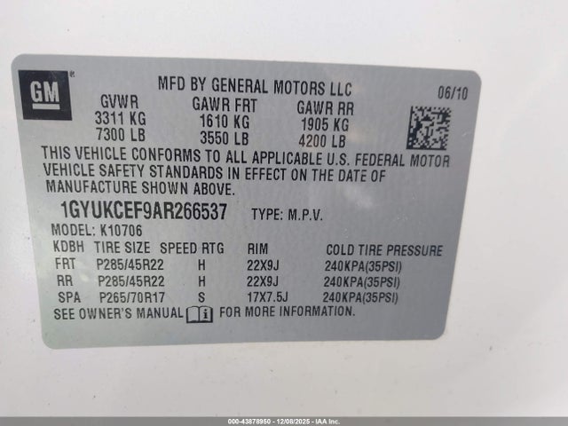 2010 CADILLAC ESCALADE 1GYUKCEF9AR266537 Photo 8