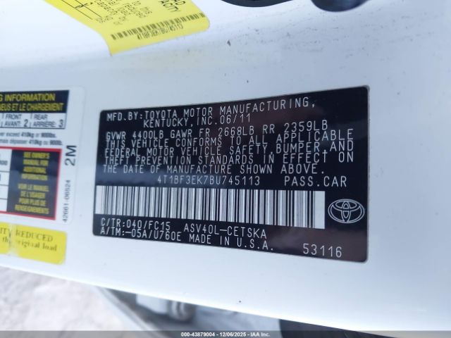 2011 TOYOTA CAMRY 4T1BF3EK7BU745113 Photo 8