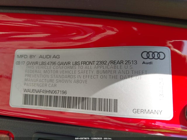 2017 AUDI A4 WAUENAF49HN067196 Photo 8