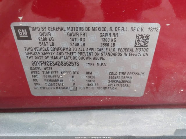 2013 CADILLAC SRX 3GYFNCE34DS562573 Photo 8