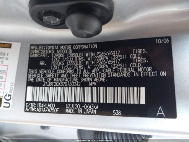 2007 LEXUS GX 470 JTJBT20X370130242 Photo 8