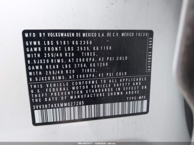 2021 VOLKSWAGEN TIGUAN 3VV3B7AXXMM027285 Photo 8