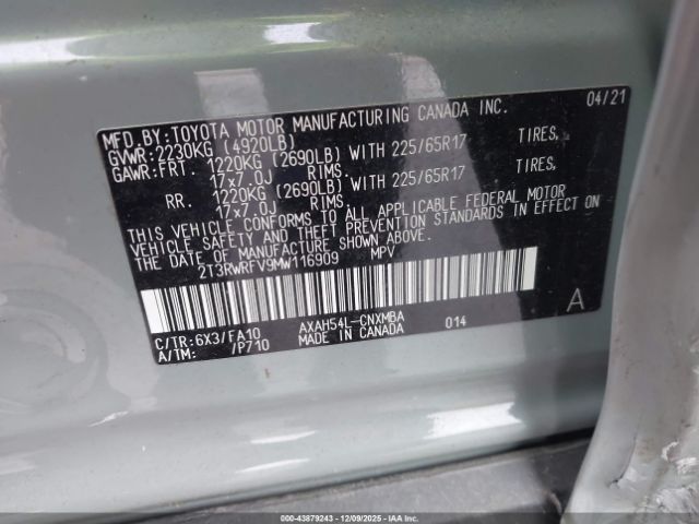 2021 TOYOTA RAV4 HYBRID 2T3RWRFV9MW116909 Photo 8