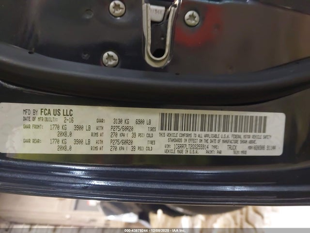 43879244 :رقم المزاد ، 1C6RR7LT2GS255914 vin ، 2016 Ram 1500 Big Horn مزاد بيع