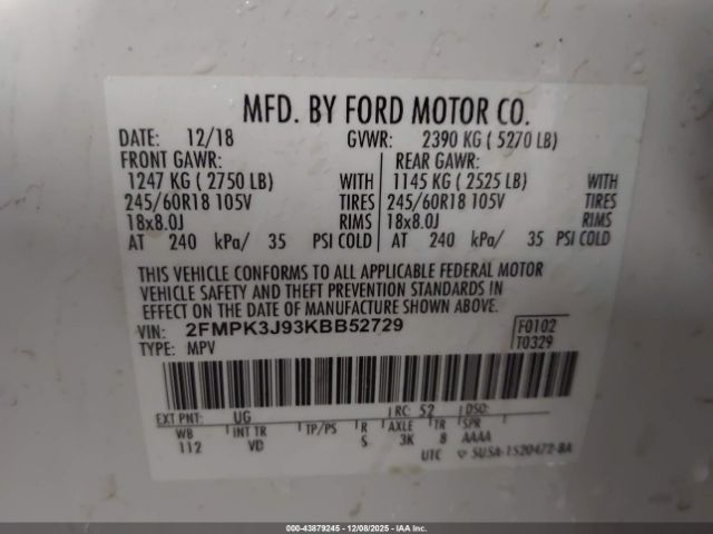 2019 FORD EDGE 2FMPK3J93KBB52729 Photo 8