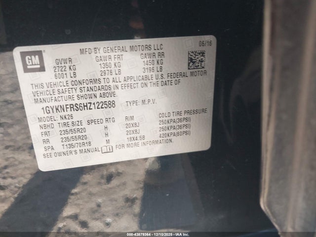 2017 CADILLAC XT5 1GYKNFRS6HZ122588 Photo 8