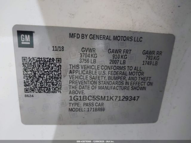 2019 CHEVROLET CRUZE 1G1BC5SM1K7129347 Photo 8