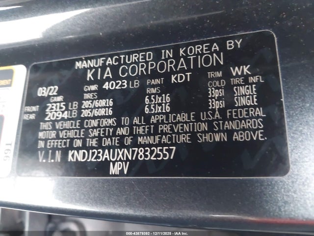 KNDJ23AUXN7832557 KIA SOUL LX