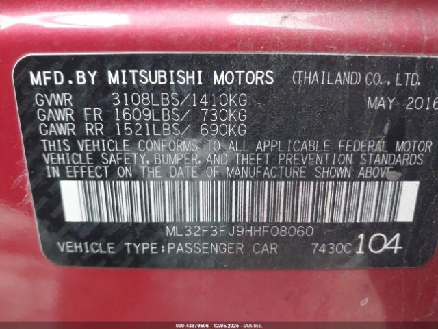 2017 MITSUBISHI MIRAGE G4 ML32F3FJ9HHF08060 Photo 8