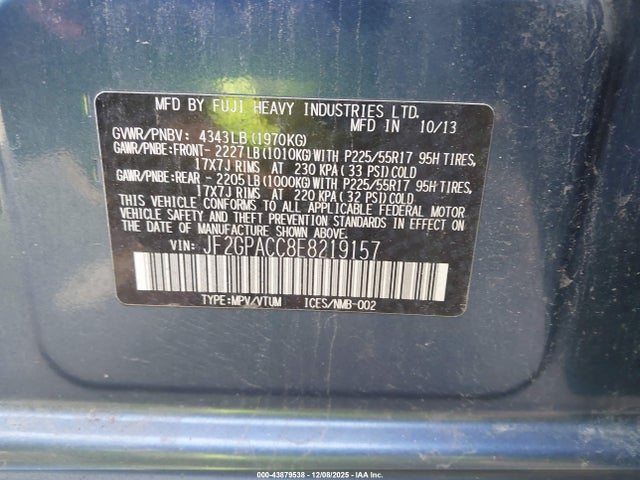 Aukcja sprzedaży 2014 Subaru Xv Crosstrek 2.0i Premium, vin: JF2GPACC8E8219157, numer aukcji: 43879538