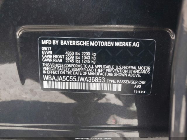 2018 BMW 530I WBAJA5C55JWA36853 Photo 8