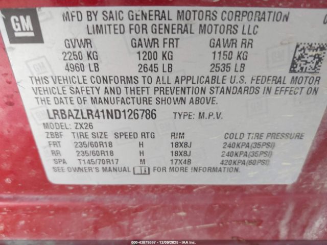 2022 BUICK ENVISION LRBAZLR41ND126786 Photo 8