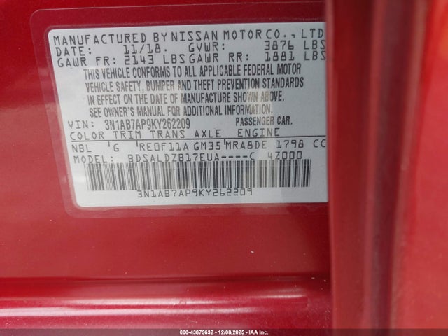 2019 NISSAN SENTRA 3N1AB7AP9KY262209 Photo 8