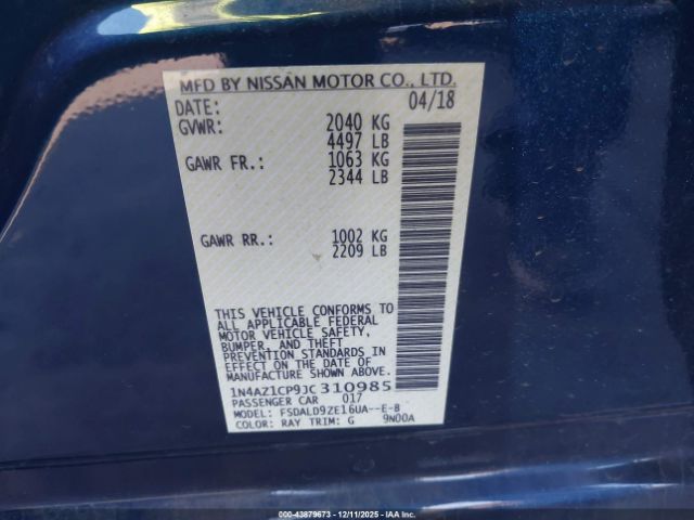 2018 NISSAN LEAF 1N4AZ1CP9JC310985 Photo 8