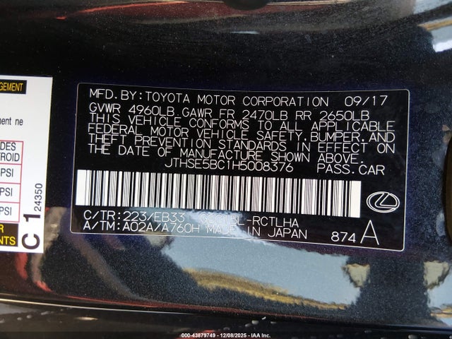 2017 LEXUS RC 350 JTHSE5BC1H5008376 Photo 8