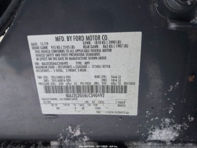 2020 FORD ECOSPORT MAJ3S2GE6LC340492 Photo 8