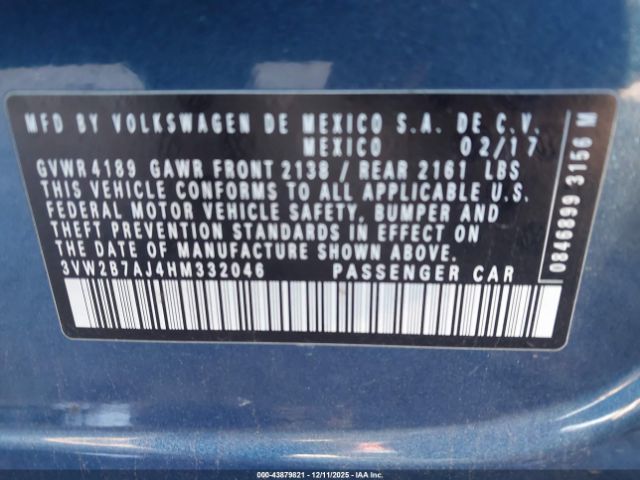 2017 VOLKSWAGEN JETTA 3VW2B7AJ4HM332046 Photo 8