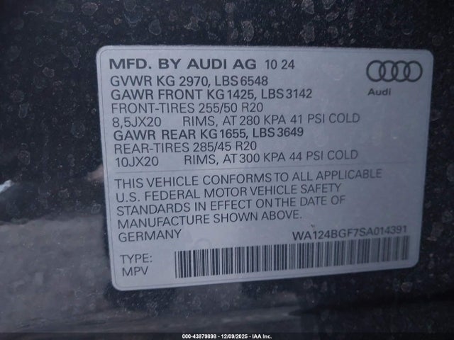 2025 AUDI Q6 E-TRON WA124BGF7SA014391 Photo 8