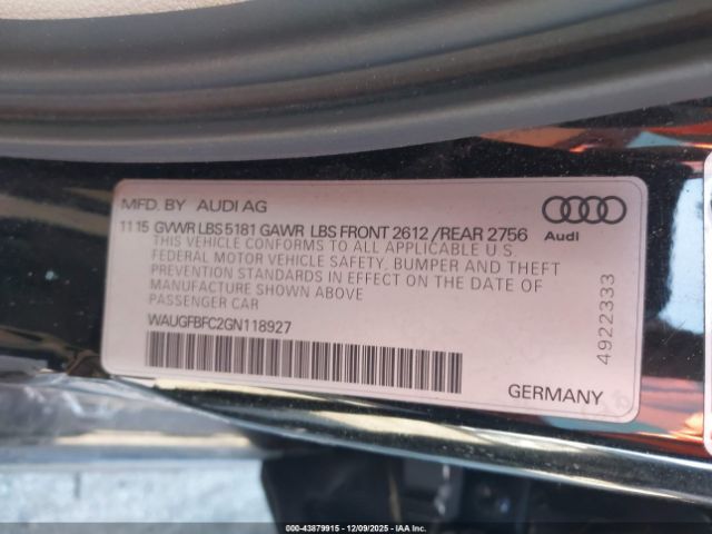 2016 AUDI A6 WAUGFBFC2GN118927 Photo 8
