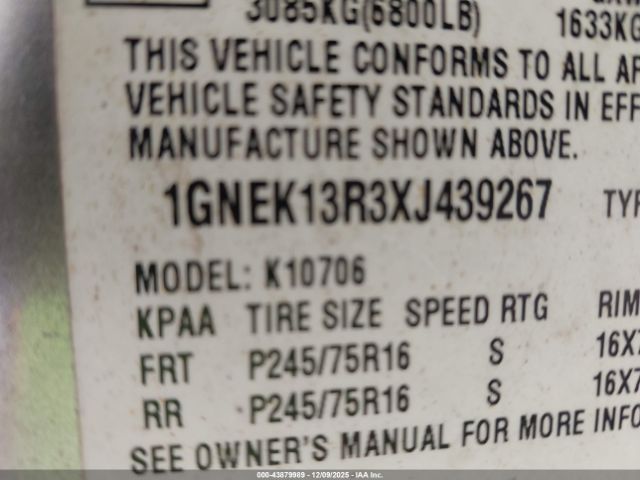 1999 CHEVROLET TAHOE 1GNEK13R3XJ439267 Photo 8