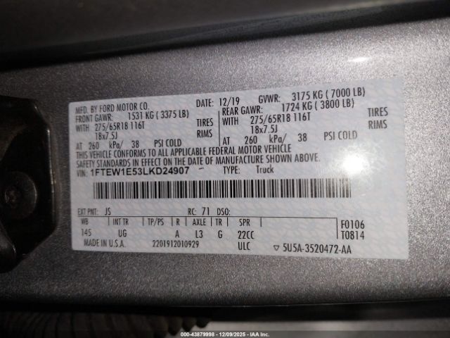 2020 FORD F-150 1FTEW1E53LKD24907 Photo 8