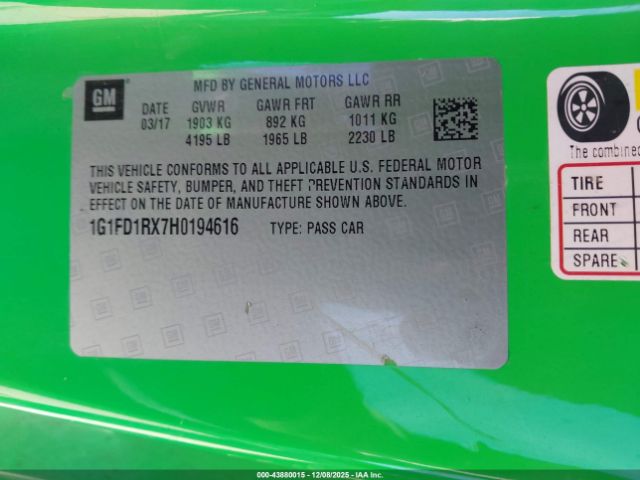 2017 CHEVROLET CAMARO 1G1FD1RX7H0194616 Photo 8