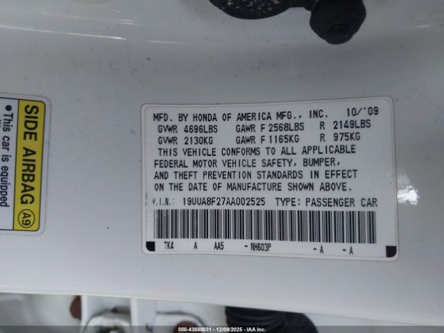 2010 ACURA TL 19UUA8F27AA002525 Photo 8