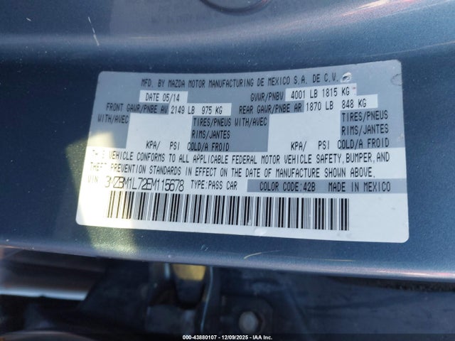 Aukcja sprzedaży 2014 Mazda Mazda3 I Touring, vin: 3MZBM1L72EM115678, numer aukcji: 43880107