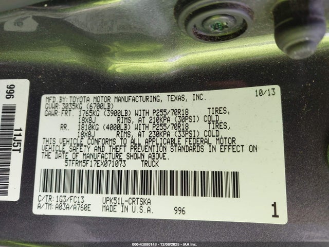 Aukcja sprzedaży 2014 Toyota Tundra Sr5 4.6l V8, vin: 5TFRM5F17EX071073, numer aukcji: 43880148