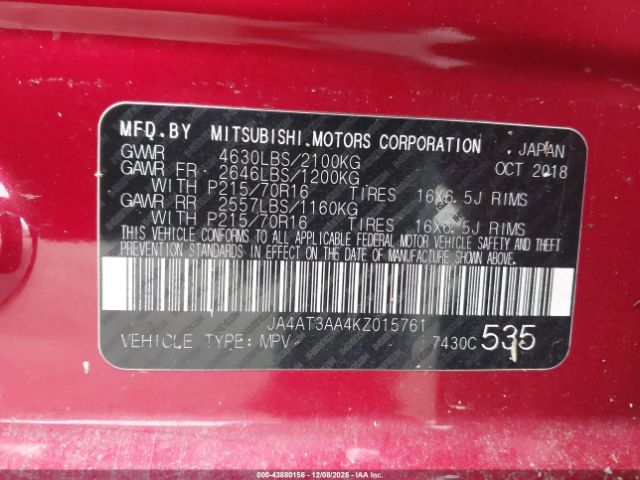 2019 MITSUBISHI ECLIPSE CROSS JA4AT3AA4KZ015761 Photo 8